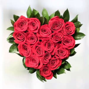 20 Red Roses Heart Shape Arrangement